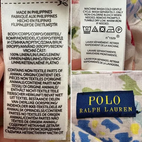 Polo Ralph Lauren Floral Linen Shirt Tunic Button Up Collared Blouse - Picture 8 of 10